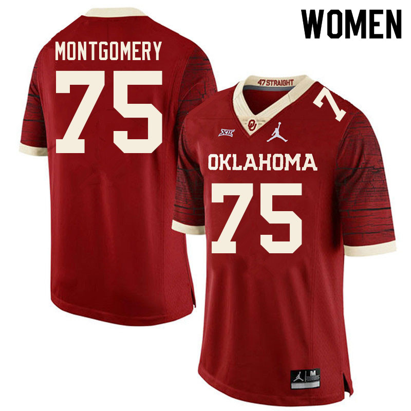 Women #75 Cullen Montgomery Oklahoma Sooners College Football Jerseys Sale-Retro